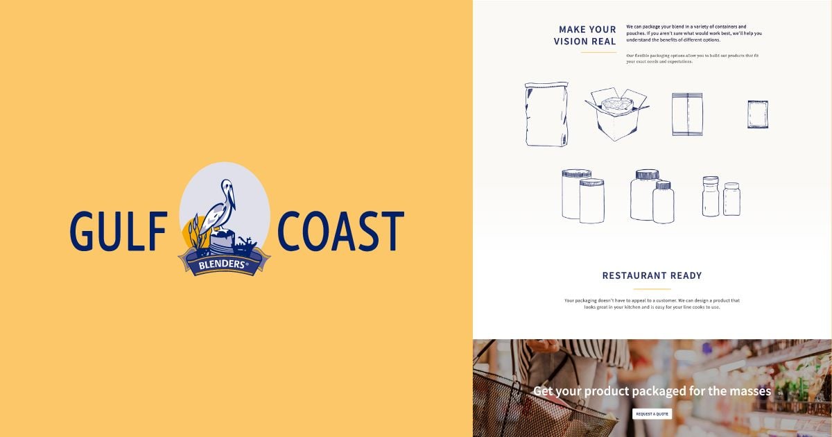 Revamped Gulf Coast Blenders logo alongside custom illustrations crafted by Molo's design team.