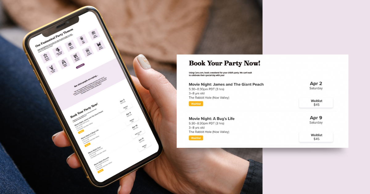 Revamped booking page on The Rabbit Hole Theater website, designed for seamless party reservations